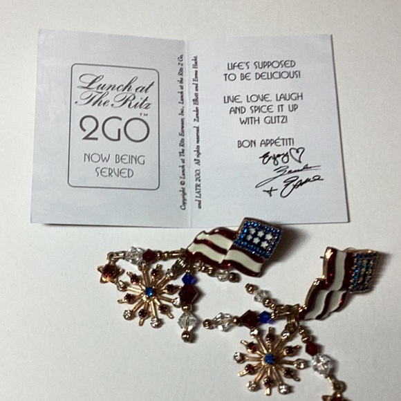 Patriotic Flag Earrings with Crystal Accents - Picture 6 of 8